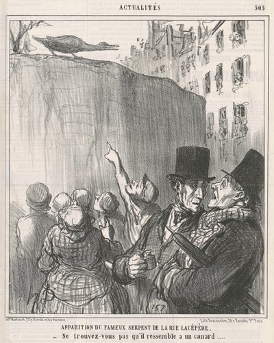 Appearance of ... the Snake of Lacépède Street by Honoré Daumier
