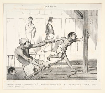 Arrive donc Marsoin; a-t-on vu ce caniche la, sa veut etre marin, ca se fait des batteaux avec des coquilles de noix, et ca craint les bains a quatre sous by Honoré Daumier