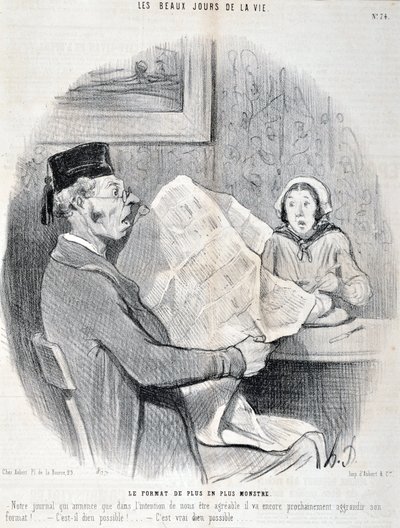 Artwork by Honore Daumier Charivari: Serie THE BEAUTY DAYS OF LIFE. The increasingly monster format 