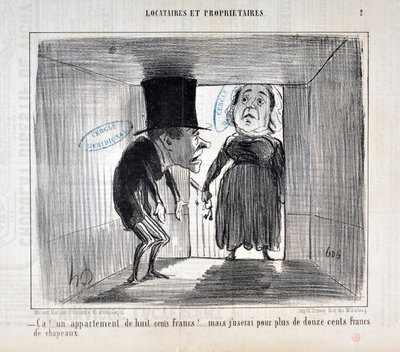 Artwork by Honore Daumier Charivari date from 1854: Serie TENNIQUES AND OWNERS 