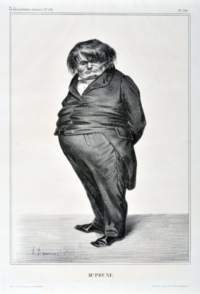 Celebrities of Caricature: “M. Plum” Engraving by Honore Daumier. Extract from the newspaper “Le Charivari” by Honoré Daumier