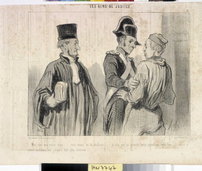 Artwork by Honore Daumier Charivari dates from 1845: Serie LES PEANS DE JUSTICE. 