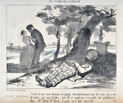 Artwork by Honore Daumier Charivari dates from 1853: Serie LES PLAISIRS DE LA CAMPAGNE 