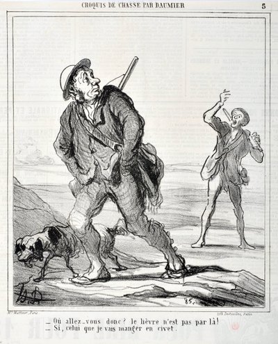 Artwork by Honore Daumier Charivari dates from 1864: Serie Sketch de Chasse 