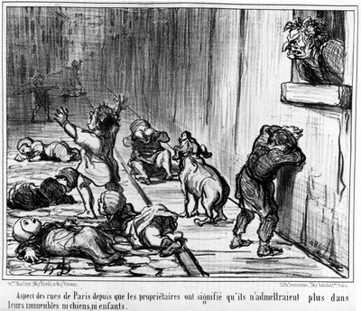 Aspect of the streets of Paris since the owners meant that they would no longer admit in their buildings neither dogs nor children, taken from 