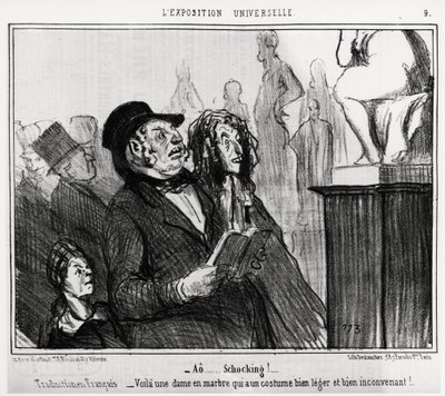 At the World Exhibition: Shocking! Here is a Marble Lady Who Has a Very Light and Unsuitable Costume. Illustration by Honore Daumier, Published in Charivari, Dated June 1 by Honoré Daumier