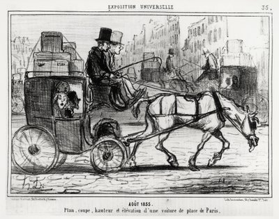 August 1855, Universal Exhibition: Plan, Cut, Height and Elevation of a Paris Car. Illustration by Honore Daumier, Published in Charivari, Dated September 4 by Honoré Daumier
