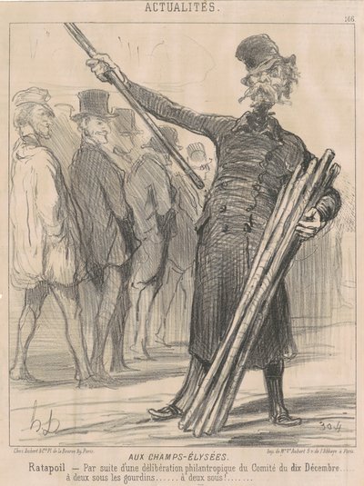 At the Champs-Elysées, Ratapoil. As a result of a philanthropic deliberation of the Committee of December 10...at two sous per club...two sous... by Honoré Daumier