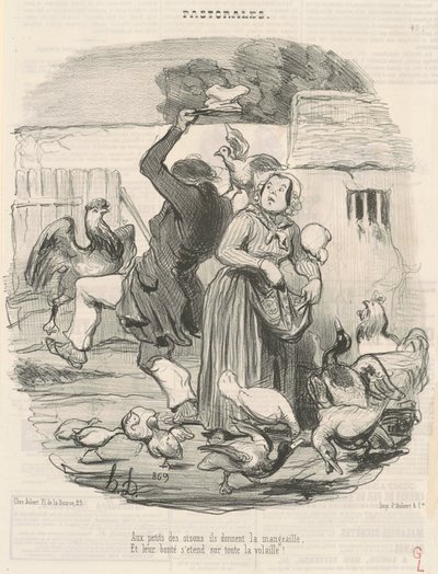 To the Little Goslings, They Give the Food... by Honoré Daumier