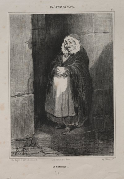 Bohemians of Paris, plate 15: The Pedestrian or The Large Sick Woman by Honoré Daumier