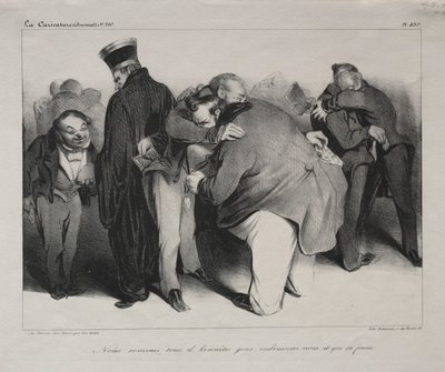 Caricature, Plate 439: We Are All Honest Men, So Let Us Embrace and Be Done with It by Honoré Daumier