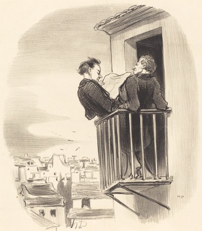 How the Spanish Balcony is Understood in Paris by Honoré Daumier