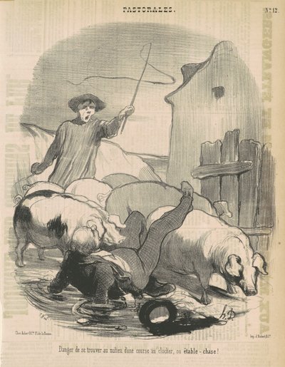 Danger of Being in the Middle of a Steeplechase by Honoré Daumier