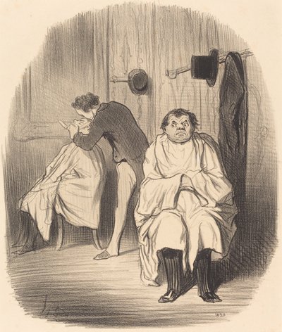 Devil!... it seems the razor is hardly good... by Honoré Daumier
