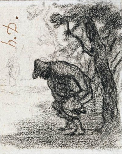 Don Quixote and Sancho Panza Behind a Tree by Honoré Daumier