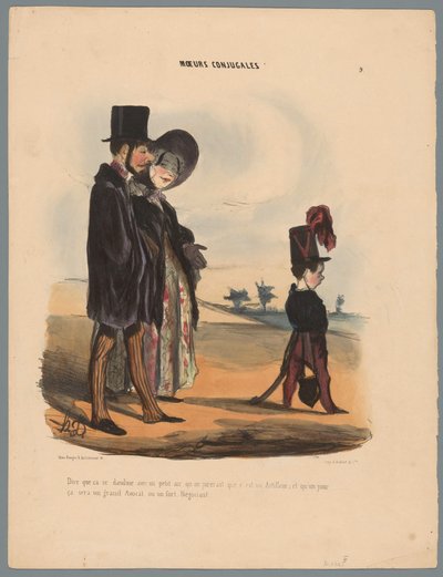 Couple Walking with Child (series title: Family Situations) by Honoré Daumier