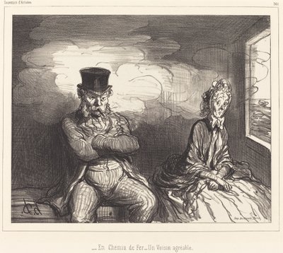 On the Railroad... an Agreeable Neighbor by Honoré Daumier