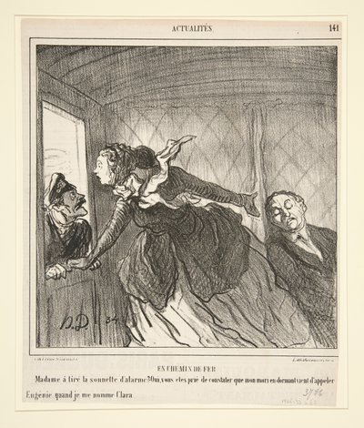 On the Train: Madame Pulled the Bell by Honoré Daumier