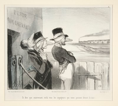 And to think that now, here are all the travelers passing right under our noses! by Honoré Daumier