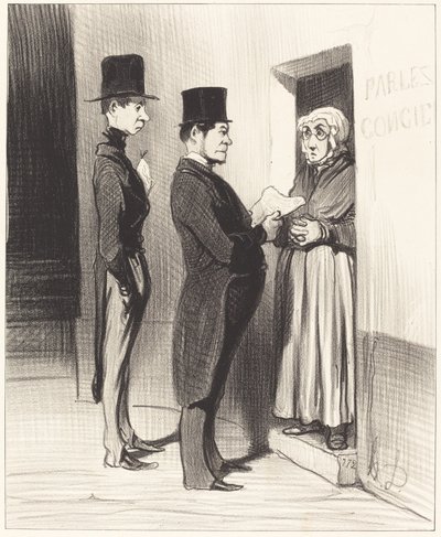 And speaking to her door thus declared... by Honoré Daumier