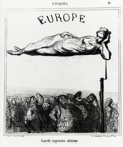 Europe: new air suspension. Illustration by Honore Daumier, published in Charivari, dated 7 February 1867 by Honoré Daumier