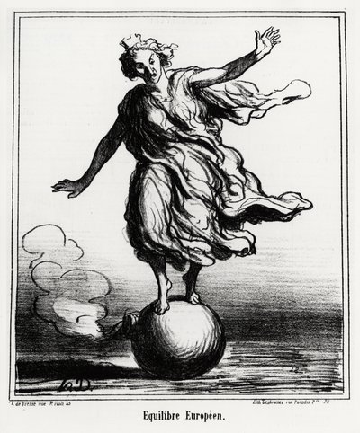 European balance. Illustration by Honore Daumier, published in 