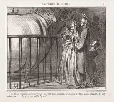 Exposition of Animals: Pl. 5, The Cow-Elephant, New Variety by Honoré Daumier
