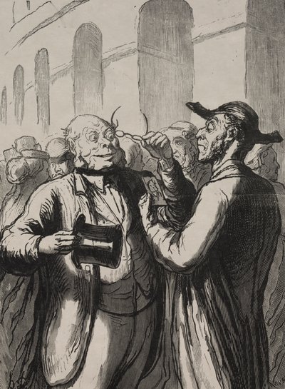 Exposition universelle: The inspection of photographs at the turnstiles by Honoré Daumier