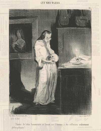 Humanitarian Woman of Letters Indulging in Man by Honoré Daumier