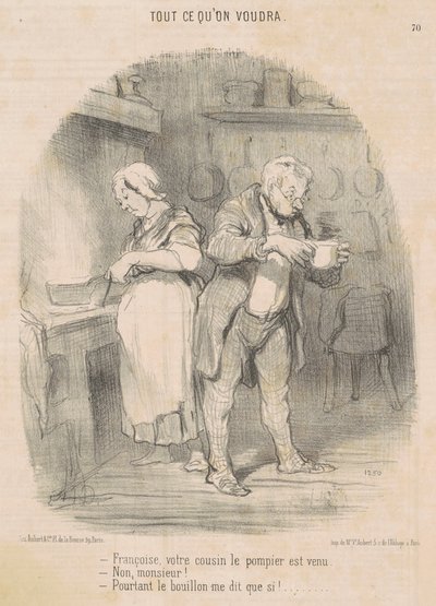 François, Your Cousin the Firefighter Came by Honoré Daumier