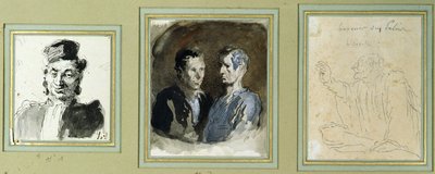 Frontal View of a Lawyer, Two Defendants and a Litigator by Honoré Daumier