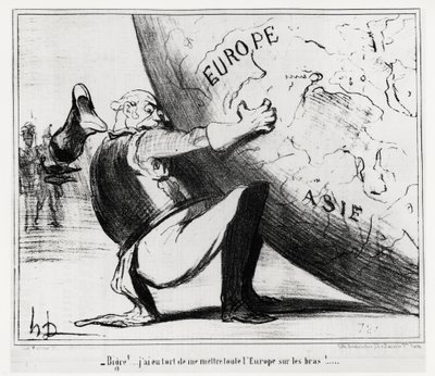 Germany: bigre!... I was wrong to put all of Europe on my hands. Illustration by Honore Daumier, published in 