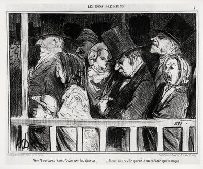 Good Parisians: Parisians Waiting for Fun, Two Hours of Tail at Some Kind of Theatre. Illustration by Honore Daumier, Published in Charivari, Dated March 5 by Honoré Daumier