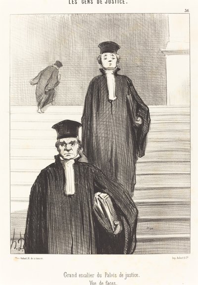 Grand Staircase of the Palace of Justice. Front View by Honoré Daumier