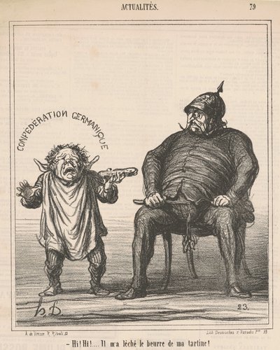 Hi! hi! ... He licked the butter off my toast by Honoré Daumier
