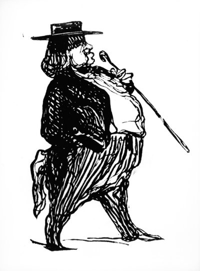Honore de Balzac with a cane, probably drawn for the book 
