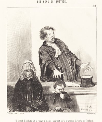 He Defends the Orphan and the Widow, Unless... by Honoré Daumier