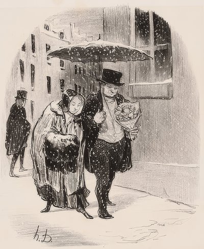 Inconvenience of Having a Relative Named Babylas, Which Requires Bringing Him a Bouquet on January 24 (From the Series) by Honoré Daumier