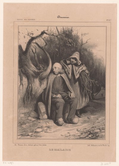 Young woman with sick farmer along a path (The sick one) by Honoré Daumier