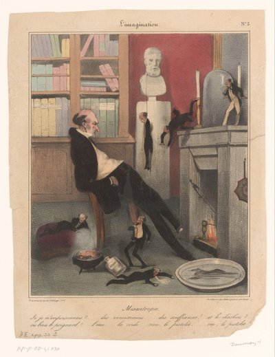 Caricature of a Misanthrope Contemplating Suicide by Honoré Daumier