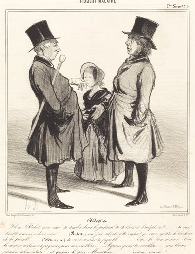 The Adoption - Ah! Robert, my friend... by Honoré Daumier