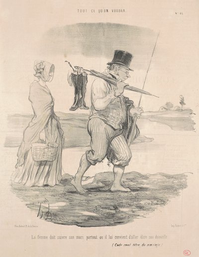 The Woman Must Follow Her Husband by Honoré Daumier