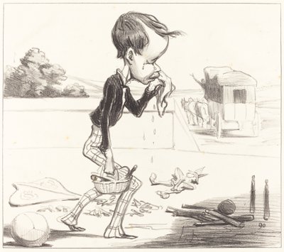 Young Estancelin is forced to return to class! by Honoré Daumier