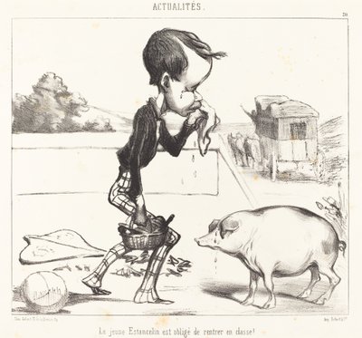 Young Estancelin is Forced to Return to Class! by Honoré Daumier