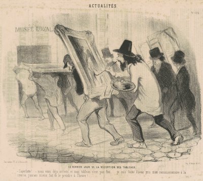 The Last Day of the Reception of Paintings. Damn... We Have Already Arrived and My Painting is Not Finished! by Honoré Daumier