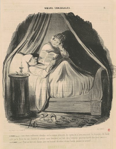 The Husband Reading: We Were Lying Softly... by Honoré Daumier