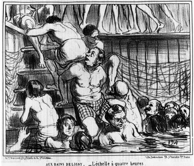 Les bains Deligny - The four-hour scale: illustration from 
