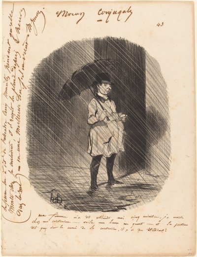 My Wife Told Me: Wait for Me Five Minutes... by Honoré Daumier