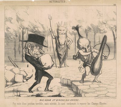 Mac-Adam and Bineau in Hell. As a Result of a Terrible but Deserved Punishment, They Are Condemned to Repave the Champs Elysées. by Honoré Daumier