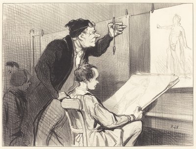 Difficult and Delicate Mission of the Drawing Teacher... by Honoré Daumier